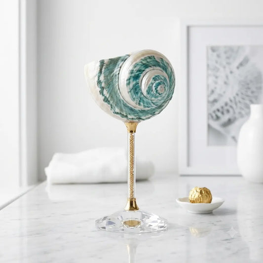 Handcrafted Green Galaxy Conch Shell Wine Glass – Natural Deep Sea Shell Goblet & Bar Decor Chirimi Craft.Co