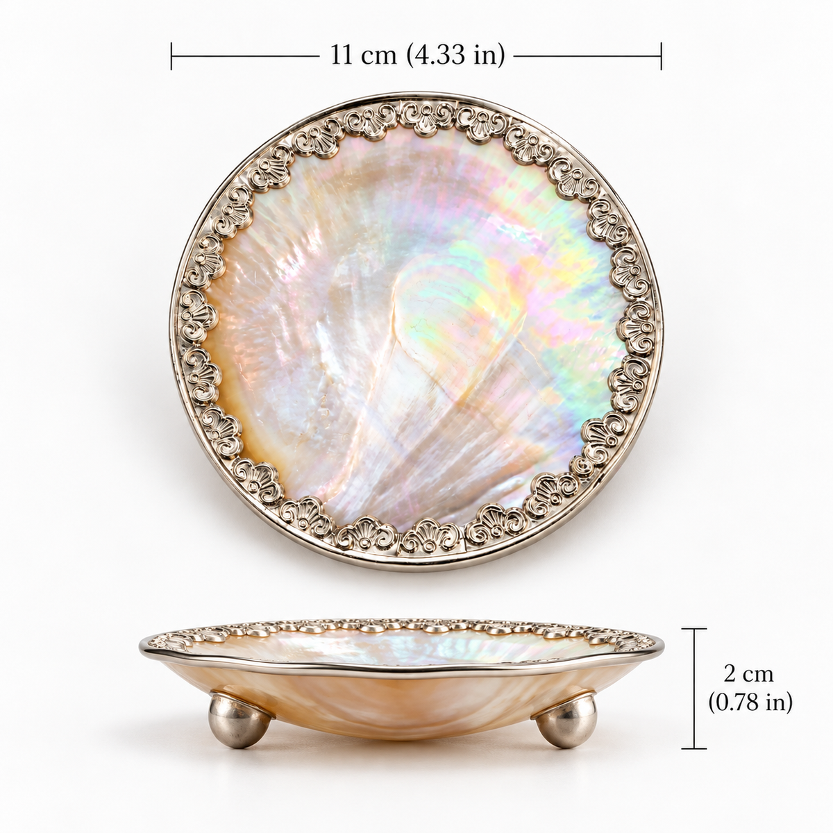 Handcrafted Mother of Pearl Shell Caviar Dish – Gilded Rim