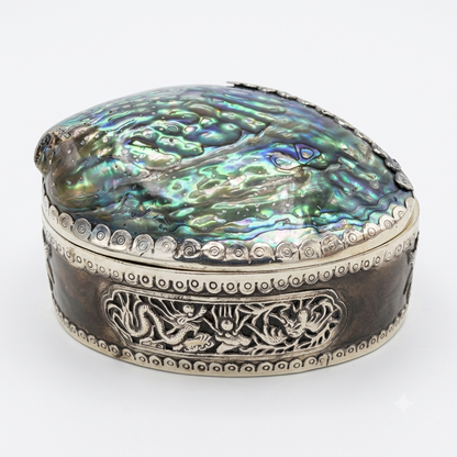 The Aurora Dragon Jewelry Box | Handmade Abalone Shell & Vintage Silver