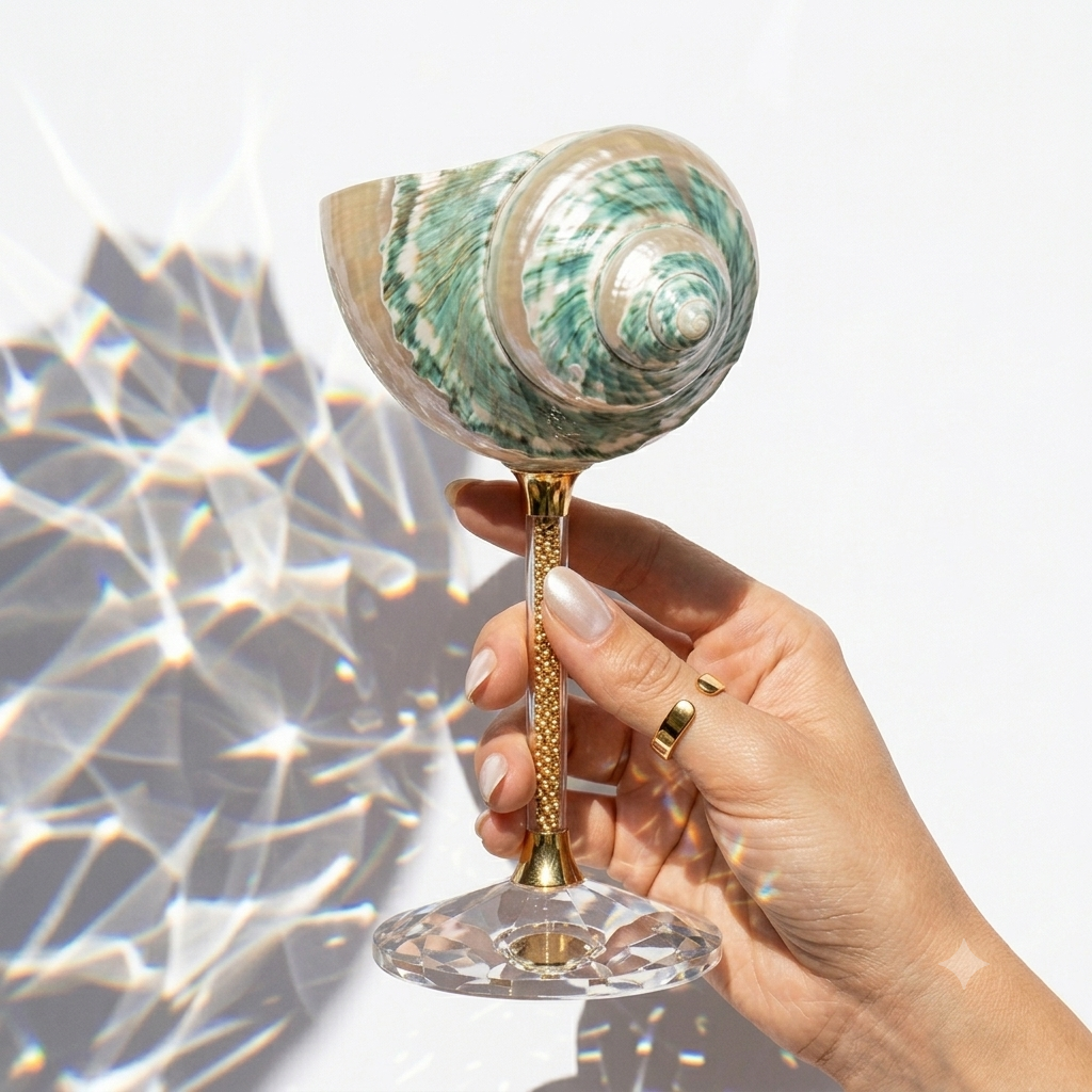 Handcrafted Conch Shell Wine Glass – Coastal Luxury Decor