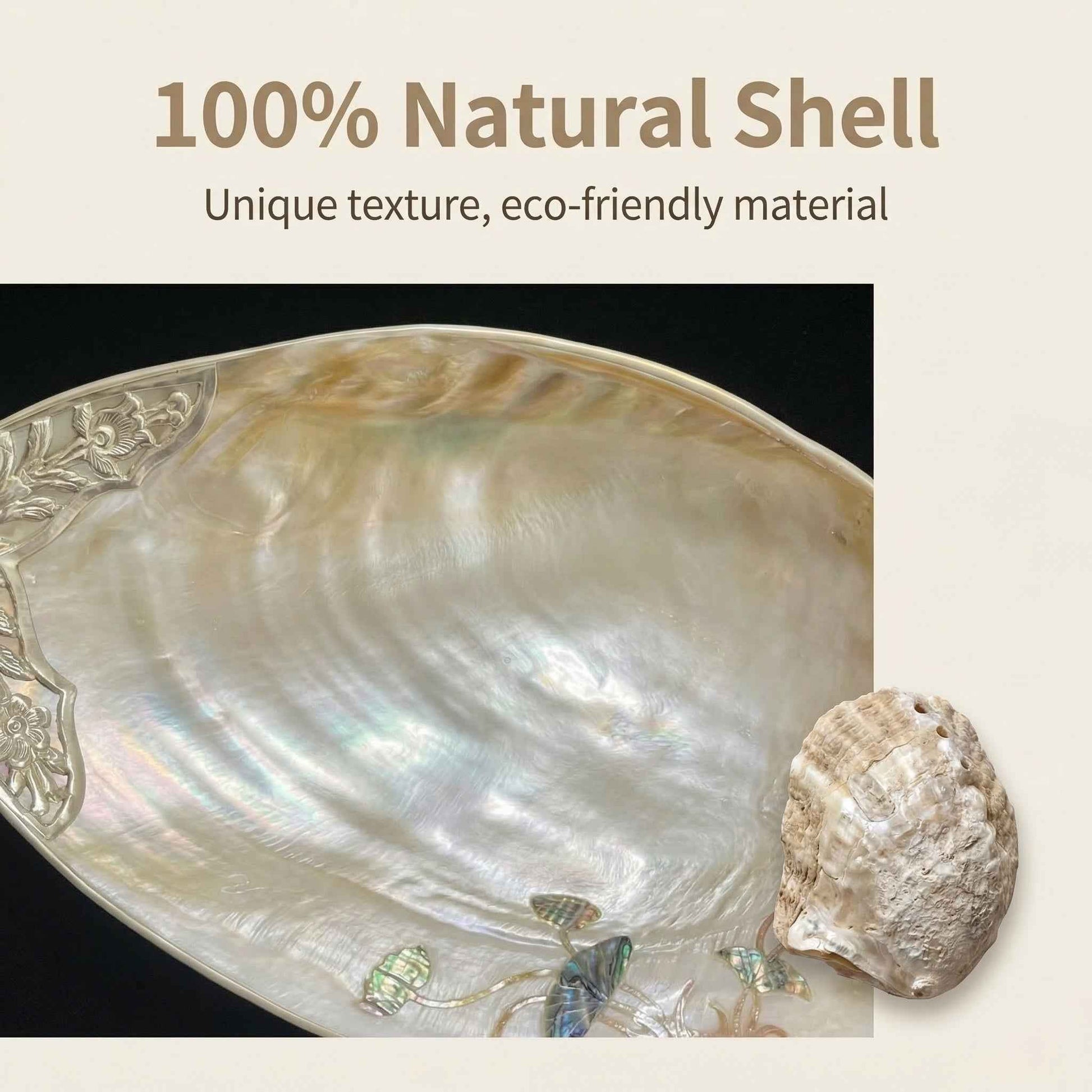 Natural Shell Decorative Plate, 24-28cm Iridescent Pearl Mother-of-Pearl Color, Ornate Edge Carving, Mini Decor Matching, Jewelry Organizer, Desktop Display, Home Decoration