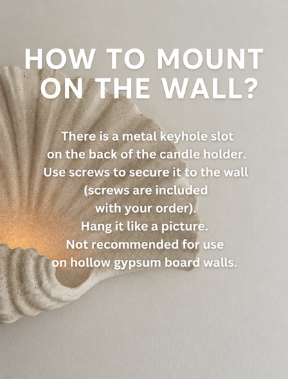 Natural Sandstone Shell Candle Holder Wall Sconce – Handcrafted Seashell Sculpture Art Decor, Coastal Boho Wall Hanging Candle Lamp for Home Interior