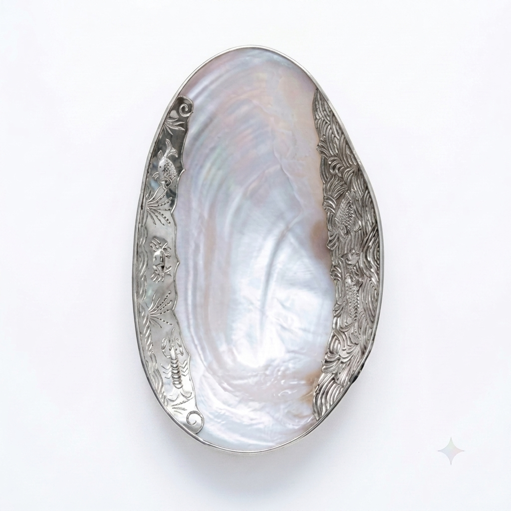 Natural Shell Catchall Tray | Handcrafted Gold & Silver Gilded Edge Jewelry Dish