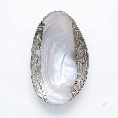 Natural Shell Catchall Tray | Handcrafted Gold & Silver Gilded Edge Jewelry Dish