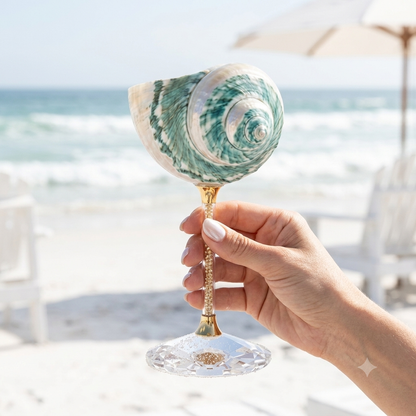 Handcrafted Conch Shell Wine Glass – Coastal Luxury Decor