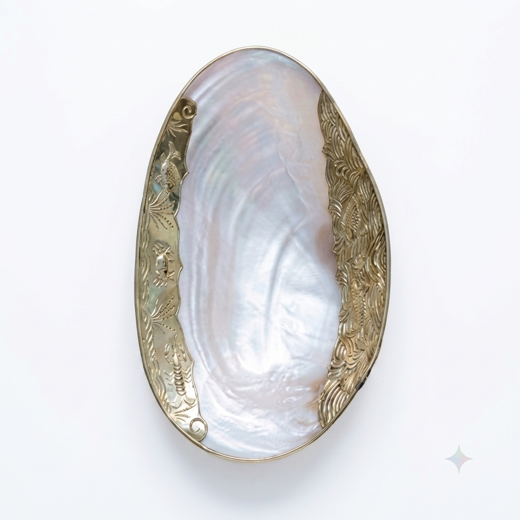 Natural Shell Catchall Tray | Handcrafted Gold & Silver Gilded Edge Jewelry Dish