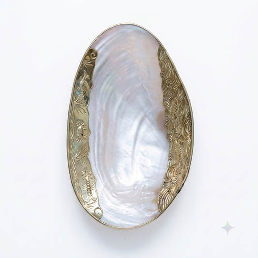 Natural Shell Catchall Tray | Handcrafted Gold & Silver Gilded Edge Jewelry Dish