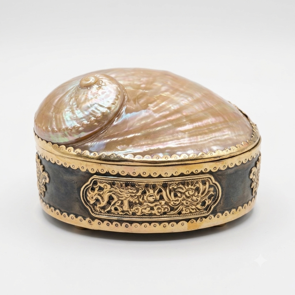 The Aurora Dragon Jewelry Box | Handmade Abalone Shell & Vintage Silver