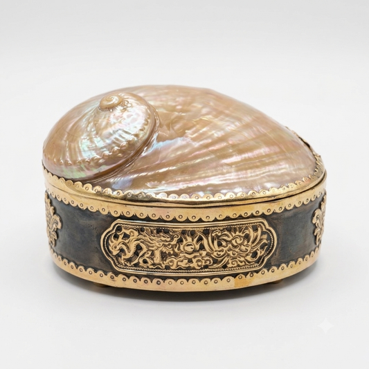 The Aurora Dragon Jewelry Box | Handmade Abalone Shell & Vintage Silver