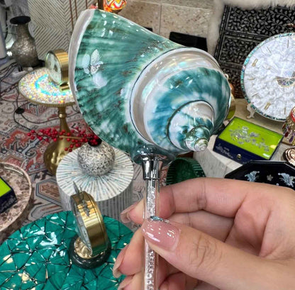 Green Galaxy Conch Deep-Sea Shell Handmade Wine Glass Ornament - 1pc