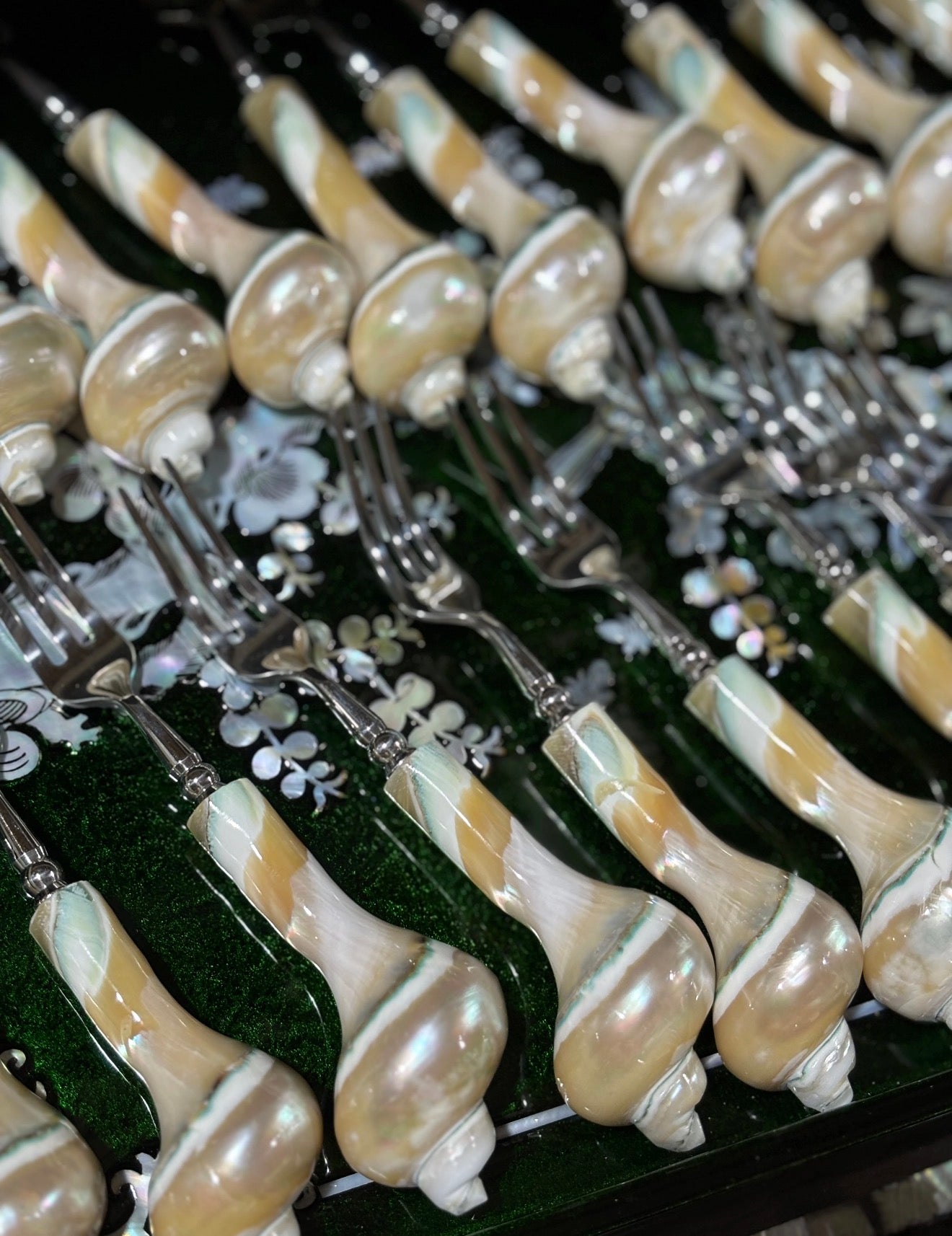 Natural Conch Dinner Spoons & Fruit Forks - A Pair