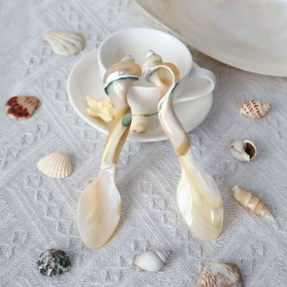 Natural Conch Shell Dinner Spoon - Handcrafted 1 Piece, Eco-Friendly Tableware