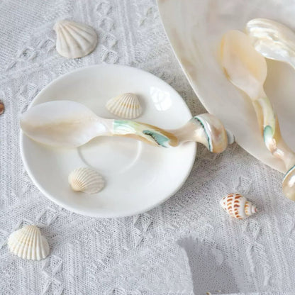 Natural Conch Shell Dinner Spoon - Handcrafted 1 Piece, Eco-Friendly Tableware