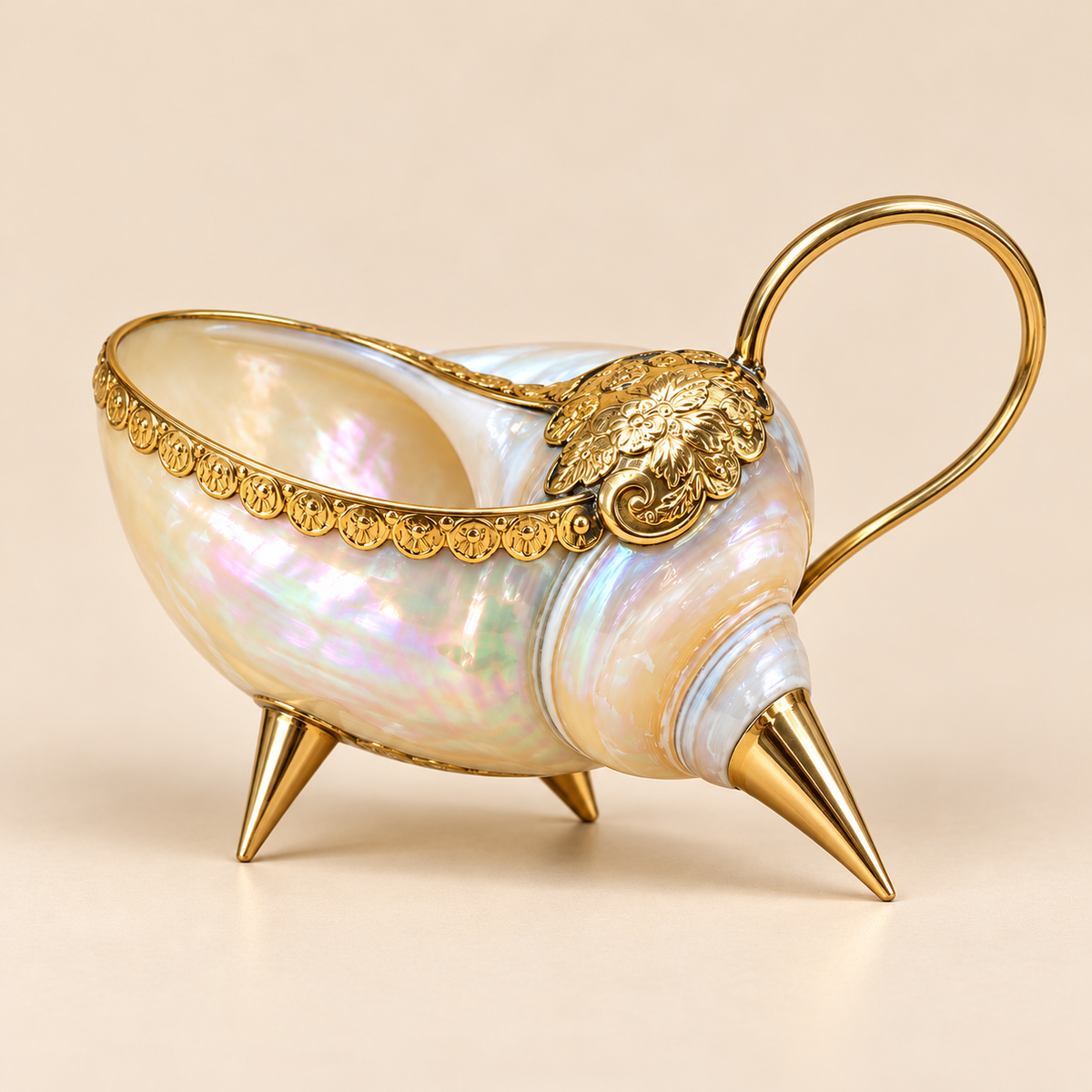Pearl White handmade natural conch shell cup