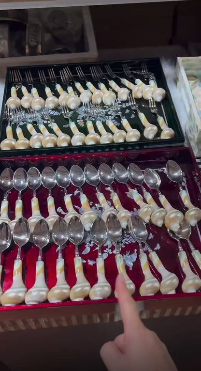 Natural Conch Shell Spoon & Fruit Fork Set